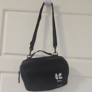 Uniqlo Black Crossbody Bag with White & Pink Mickey Motif